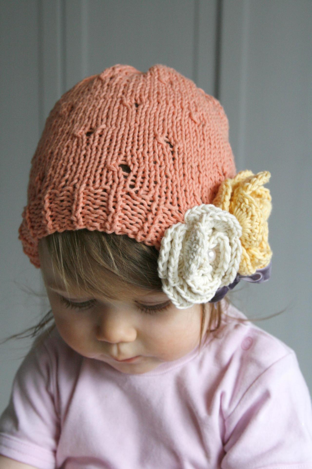 KNITTING PATTERN Summer Lace Hat Mia With Crochet Flower ...